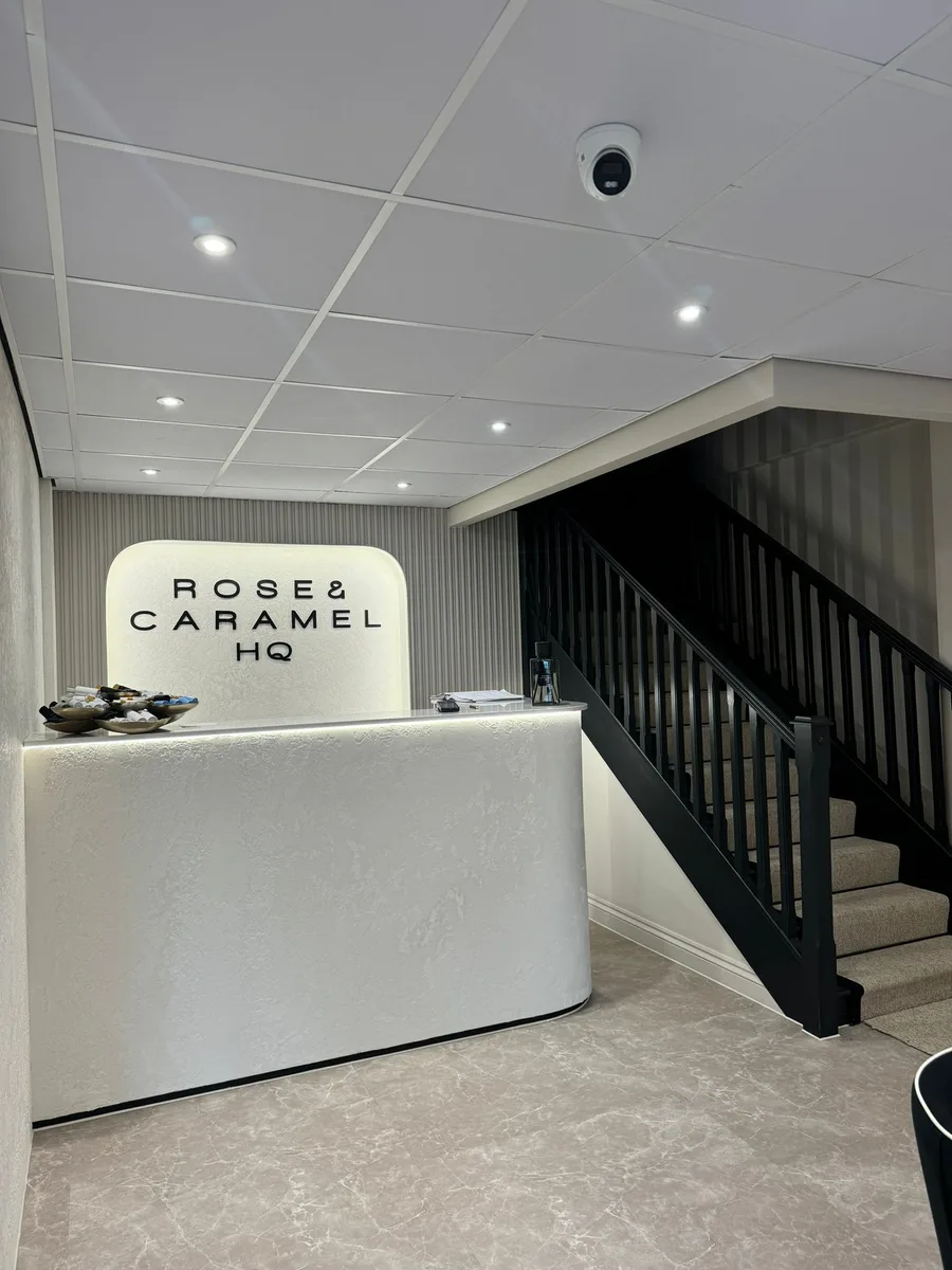 Reception with venetian plaster finishes