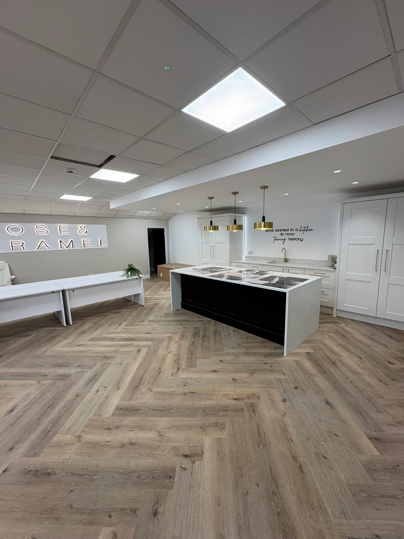 Completed Rose & Caramel reception and retail area