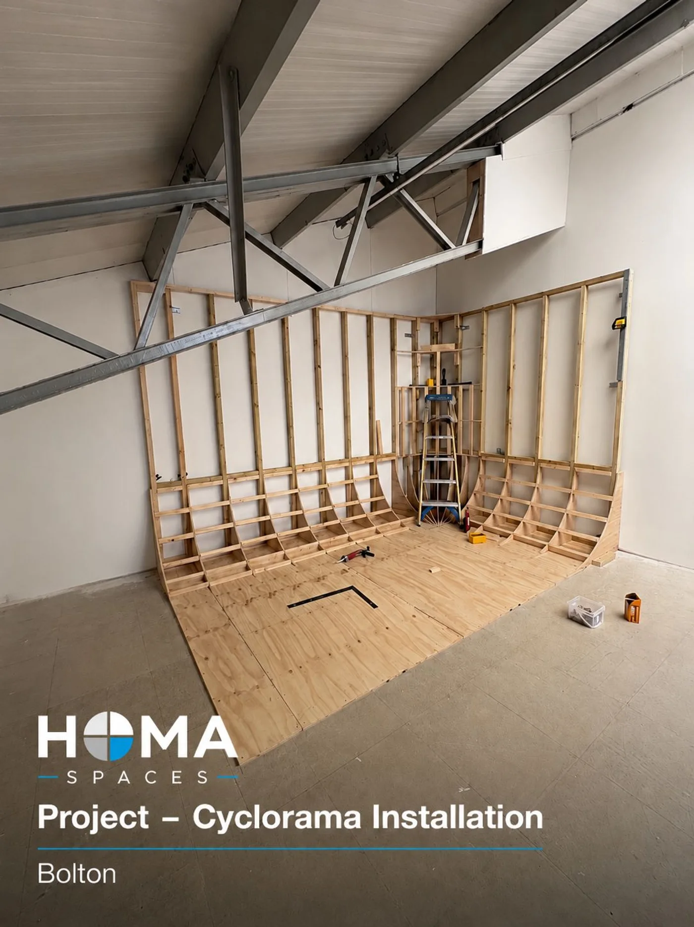 Timber cyclorama frame under construction
