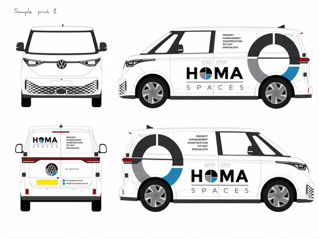 HOMA Spaces van livery sample print mockup
